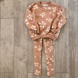 Zara Girls Dusty Pink Floral Print Sweatshirt and Leggings Set, Size 6